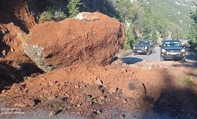 Άμεση παρέμβαση της Π.Ε. Λακωνίας σε κατάπτωση βράχου στο οδικό Επαρχιακό δίκτυο του Ζάρακα