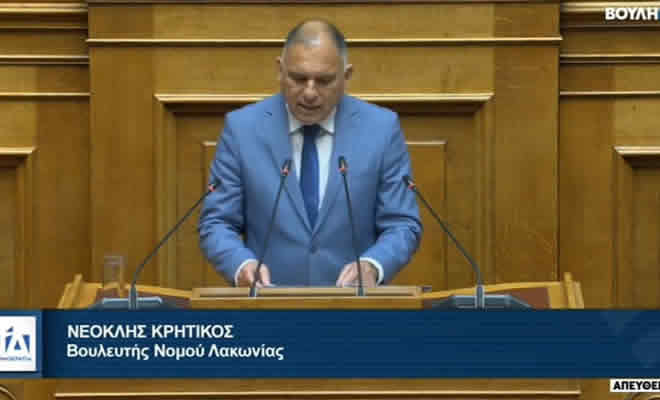 Στην Ολομέλεια ο Νεοκλής Κρητικός για Χρεώσεις Τραπεζών και Εθνικό Τελωνειακό Κώδικα
