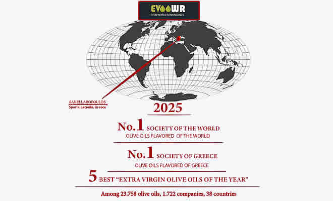 Στην κορυφή της παγκόσμιας κατάταξης ελαιολάδων 2025 οι ελαιώνες Σακελλαρόπουλου