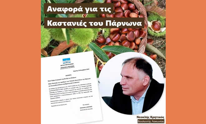 Νεοκλής Κρητικός: «Τεράστια καταστροφή για τους καστανοπαραγωγούς Πάρνωνα»