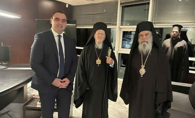 Ιστορική Επίσκεψη του Οικουμενικού Πατριάρχη κ.κ. Βαρθολομαίου στο Διοικητήριο της Π.Ε. Λακωνίας.