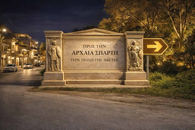 «Ο Μυστράς δείχνει τον δρόμο. Η Σπάρτη πρέπει να τον περπατήσει.» από τον Βασίλη Λαδά   