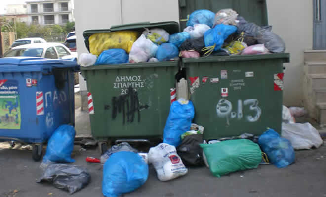 Ο Δήμος Σπάρτης ζητά την κατανόηση των δημοτών για τα προβλήματα με την  αποκομιδή των σκουπιδιών